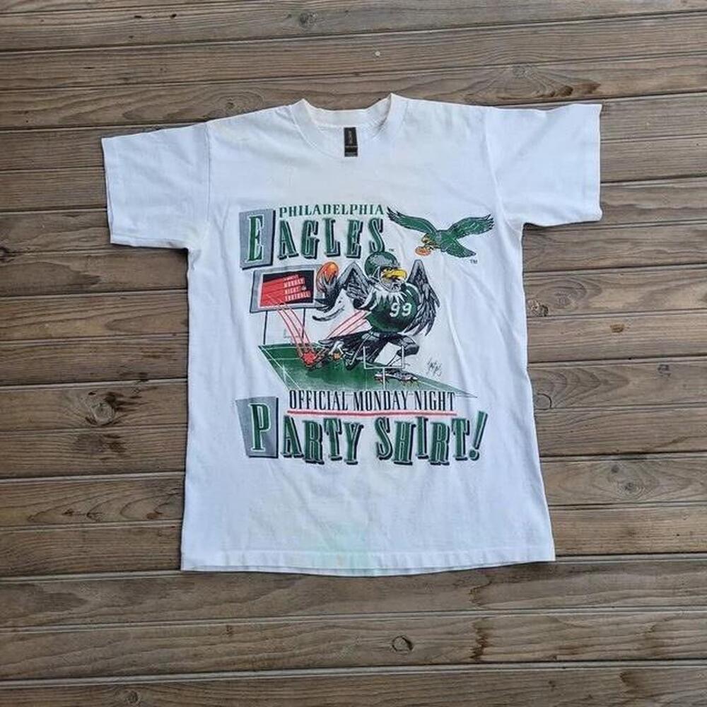 1993 Philadelphia Eagles White And Green Tee Football
